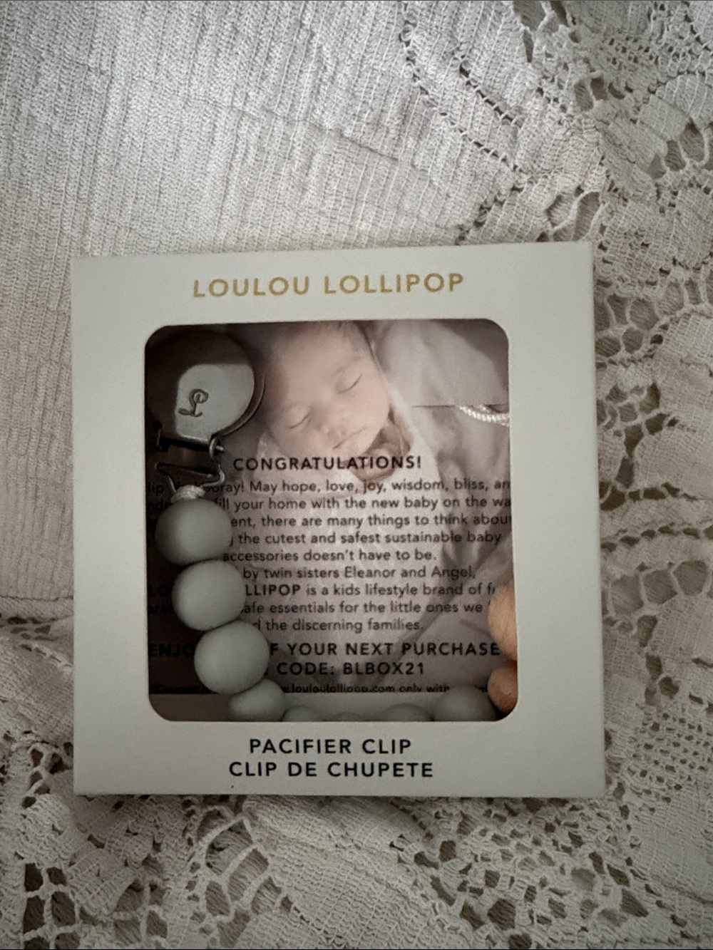 Loulou Lollipop Gray Pacifier Clip - Stylish Silicone Bead Design